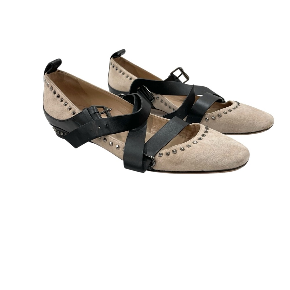 Valentino Suede Soul Rockstud Strappy Ballerina Flats Size 37